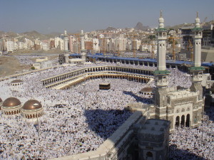 Pilgrims at the Masjid al-Haram on Hajj